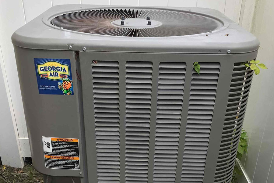 Outdoor HVAC unit with Georgia Air branding