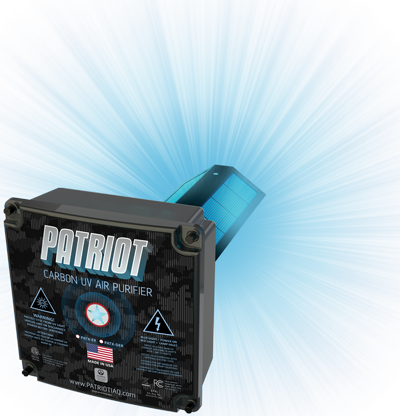 Patriot carbon UV air purifier with blue glow effect