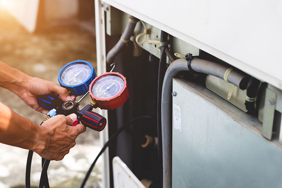 Checking refrigerant during AC repair